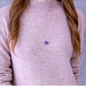 🌼Raw Crystal Necklace Amethyst Necklace February Birthstone Large Rough Stone